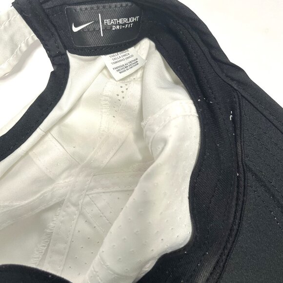 Nike Featherflight Dri-FIT Swoosh Logo White Adjustable Pro Fit Baseball Cap Hat - Picture 6 of 7